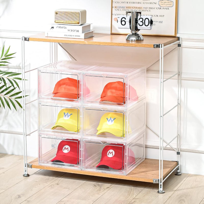 Uni HIMO 4 Pack Clear Hat Storage Box, Stackable with Magnetic Door, Holds 8 Hats Each - Image 5